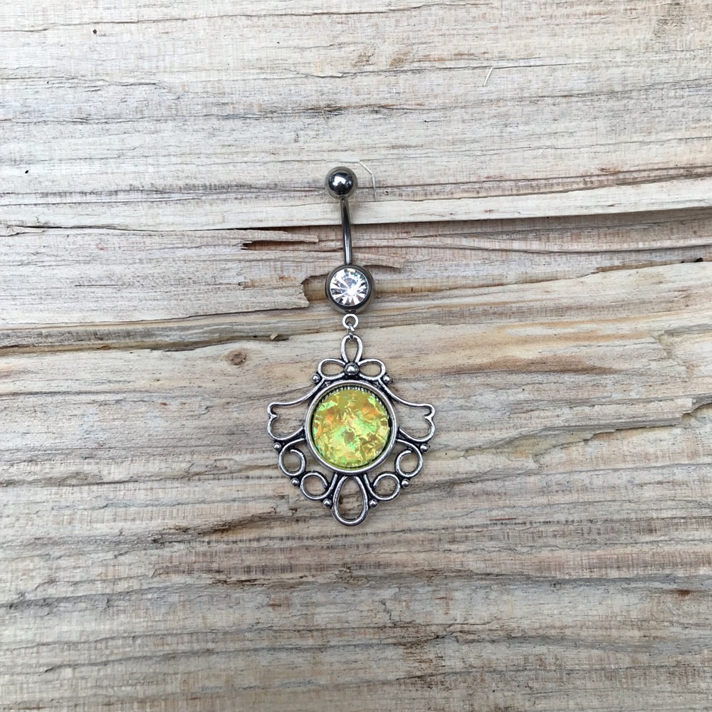 Beautiful Opal Belly Button Ring